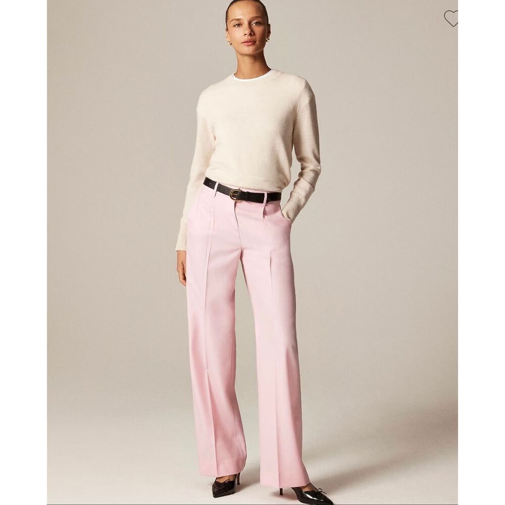 J. Crew Tall relaxed-fit pleated pant in wool blend Pink Spoonbill NWT size T8